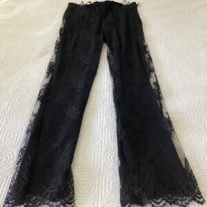 ESCADA Black Lace Flared Pants With Floral Pattern Lined Size 42/12/L